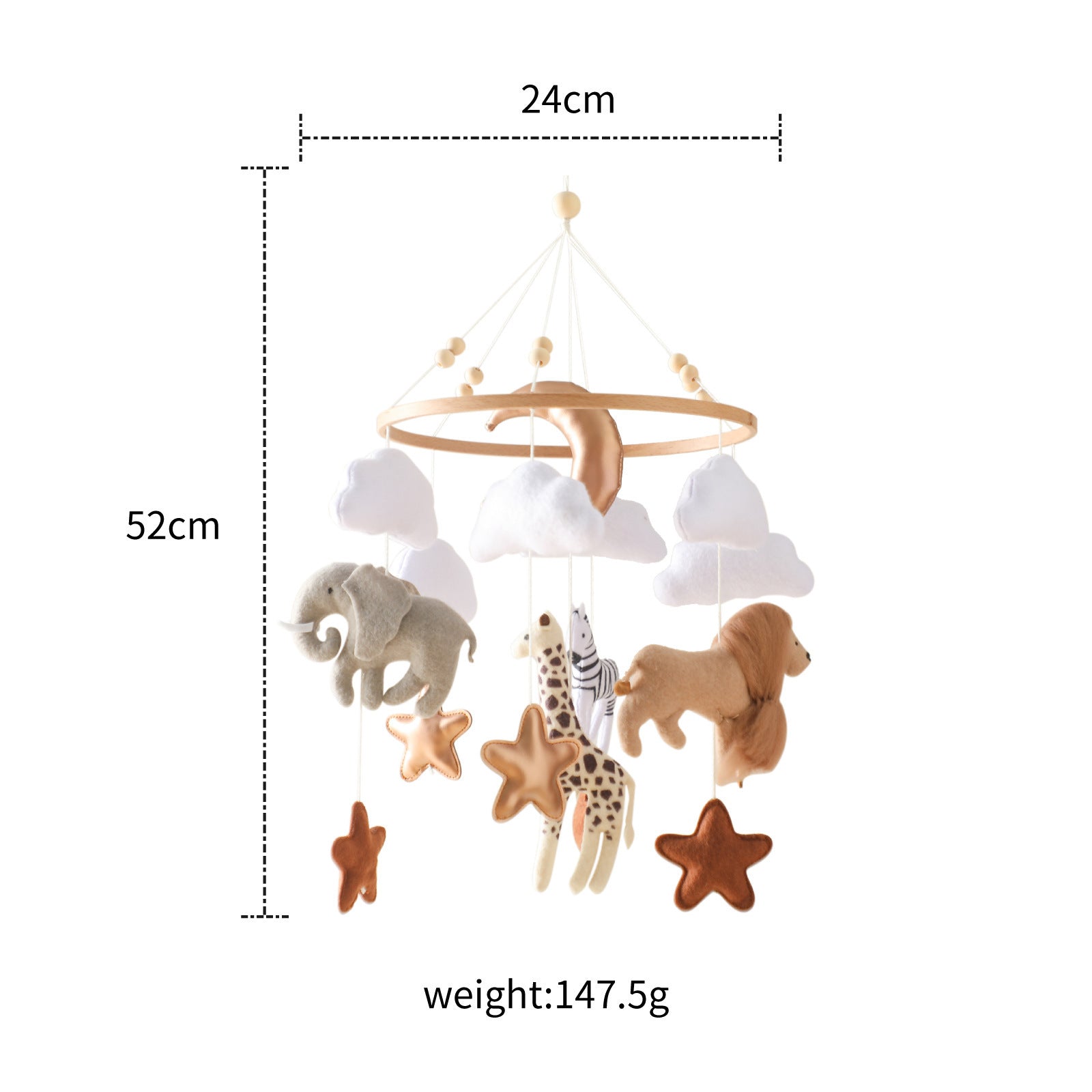 Room Hand-eye Coordination Decoration Wind Chimes Crib Felt Forest Animal Cloud Moon Bed Bell Wind Chimes Crib