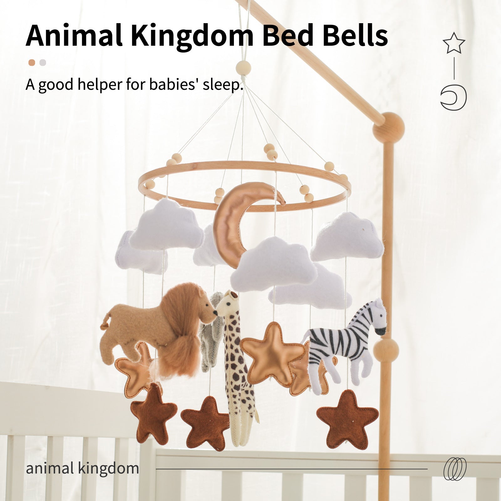 Room Hand-eye Coordination Decoration Wind Chimes Crib Felt Forest Animal Cloud Moon Bed Bell Wind Chimes Crib