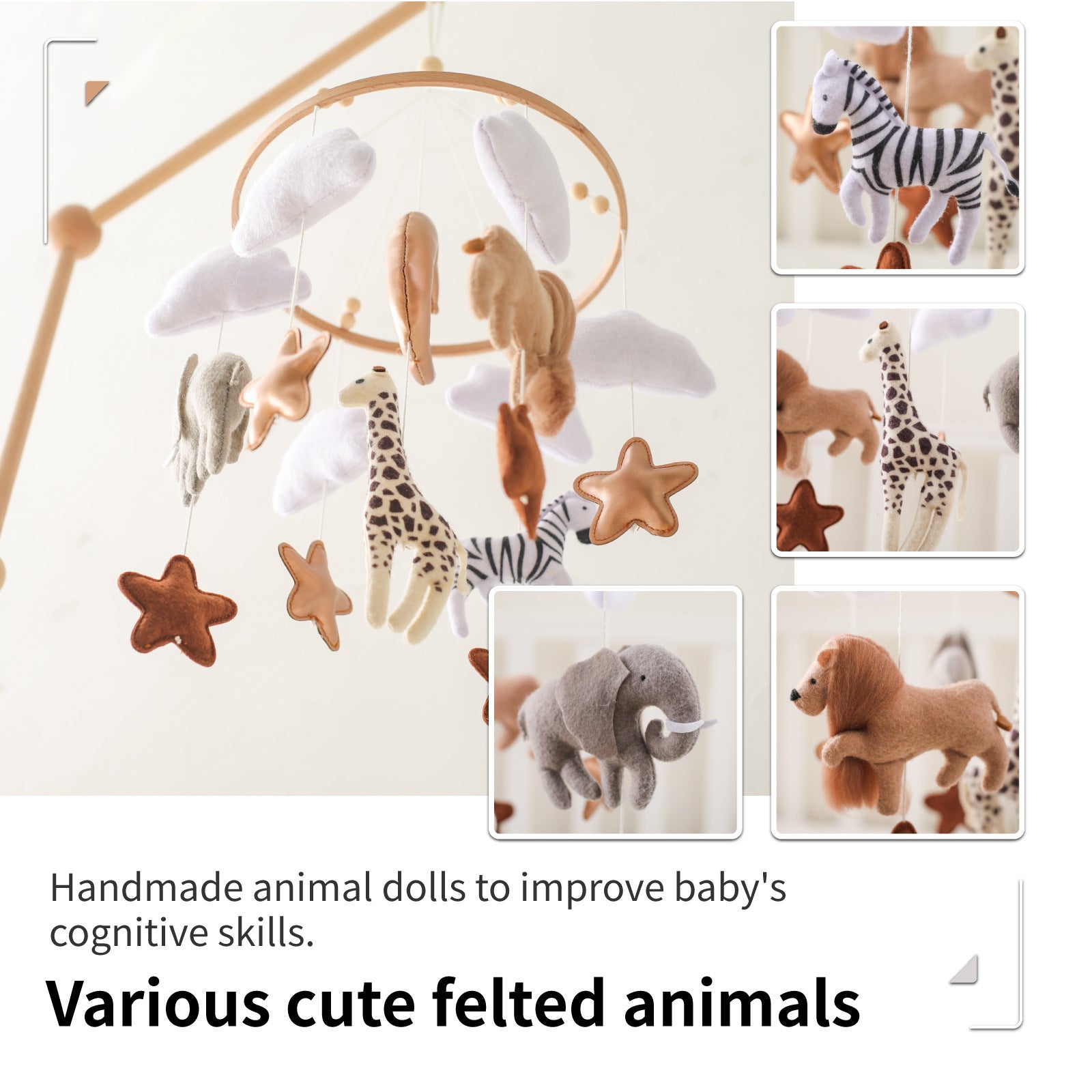 Room Hand-eye Coordination Decoration Wind Chimes Crib Felt Forest Animal Cloud Moon Bed Bell Wind Chimes Crib