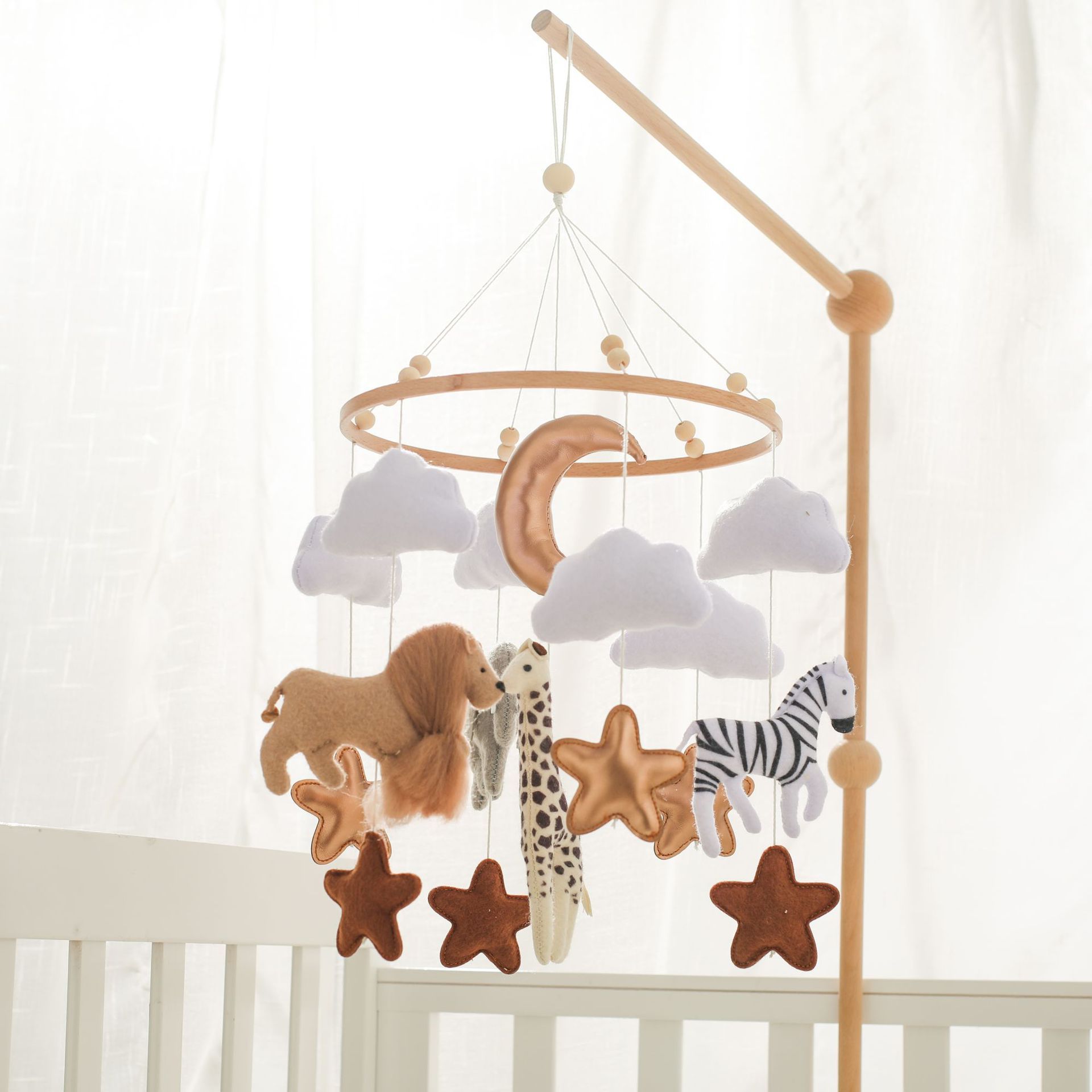 Room Hand-eye Coordination Decoration Wind Chimes Crib Felt Forest Animal Cloud Moon Bed Bell Wind Chimes Crib