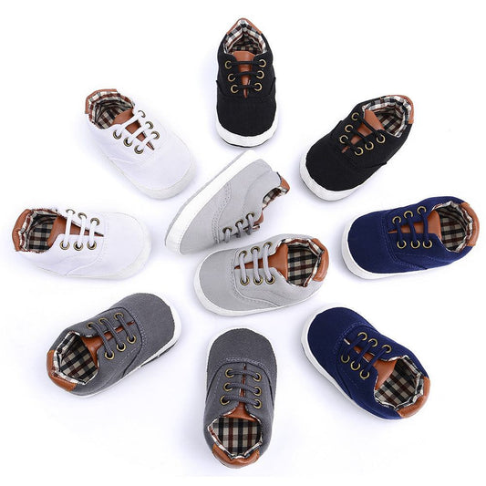 Casual Lace-Up ShoesSolid color casual lace soft bottom baby canvas shoes baby shoes toddler shoes Casual Lace Shoes