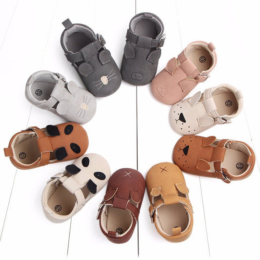 autumn cartoon animal baby shoes matte leather Animal Leather Shoes