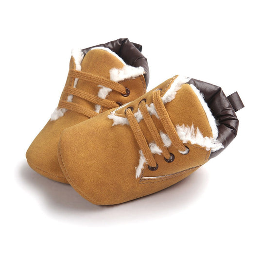 Winter Baby Boys Shoes Suede Leather Sneaker Toddler Baby Shoes Anti-Slip Soft Soled Lace Winter Suede Leather Boots