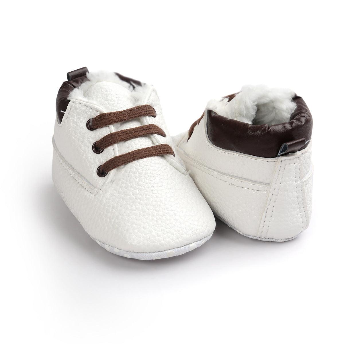 Winter Baby Boys Shoes Suede Leather Sneaker Toddler Baby Shoes Anti-Slip Soft Soled Lace Winter Suede Leather Boots