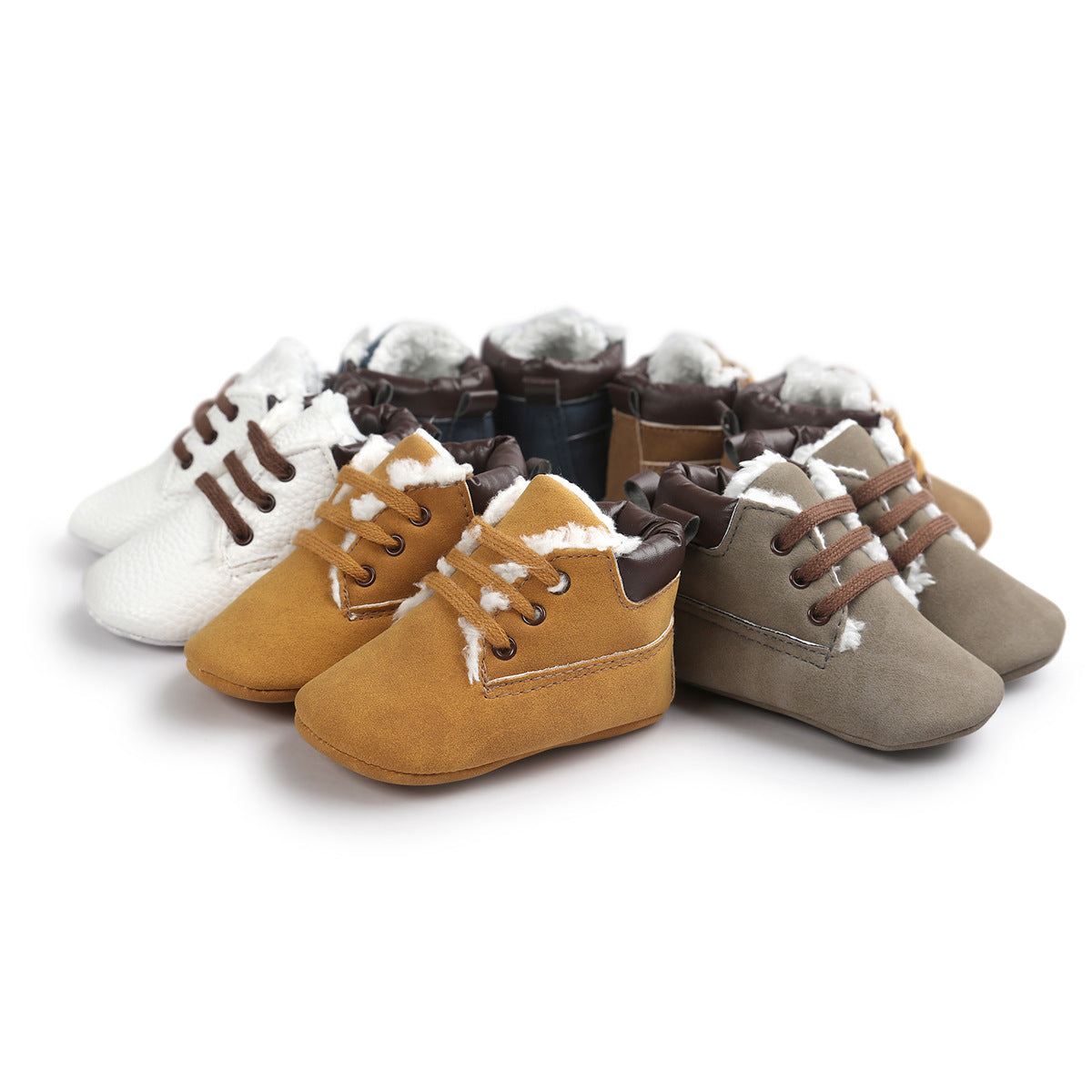 Winter Baby Boys Shoes Suede Leather Sneaker Toddler Baby Shoes Anti-Slip Soft Soled Lace Winter Suede Leather Boots