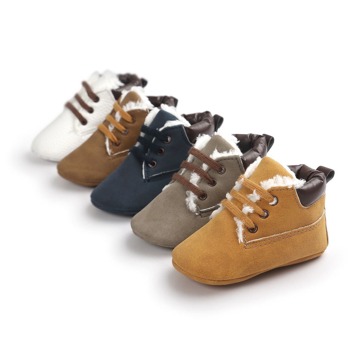 Winter Baby Boys Shoes Suede Leather Sneaker Toddler Baby Shoes Anti-Slip Soft Soled Lace Winter Suede Leather Boots