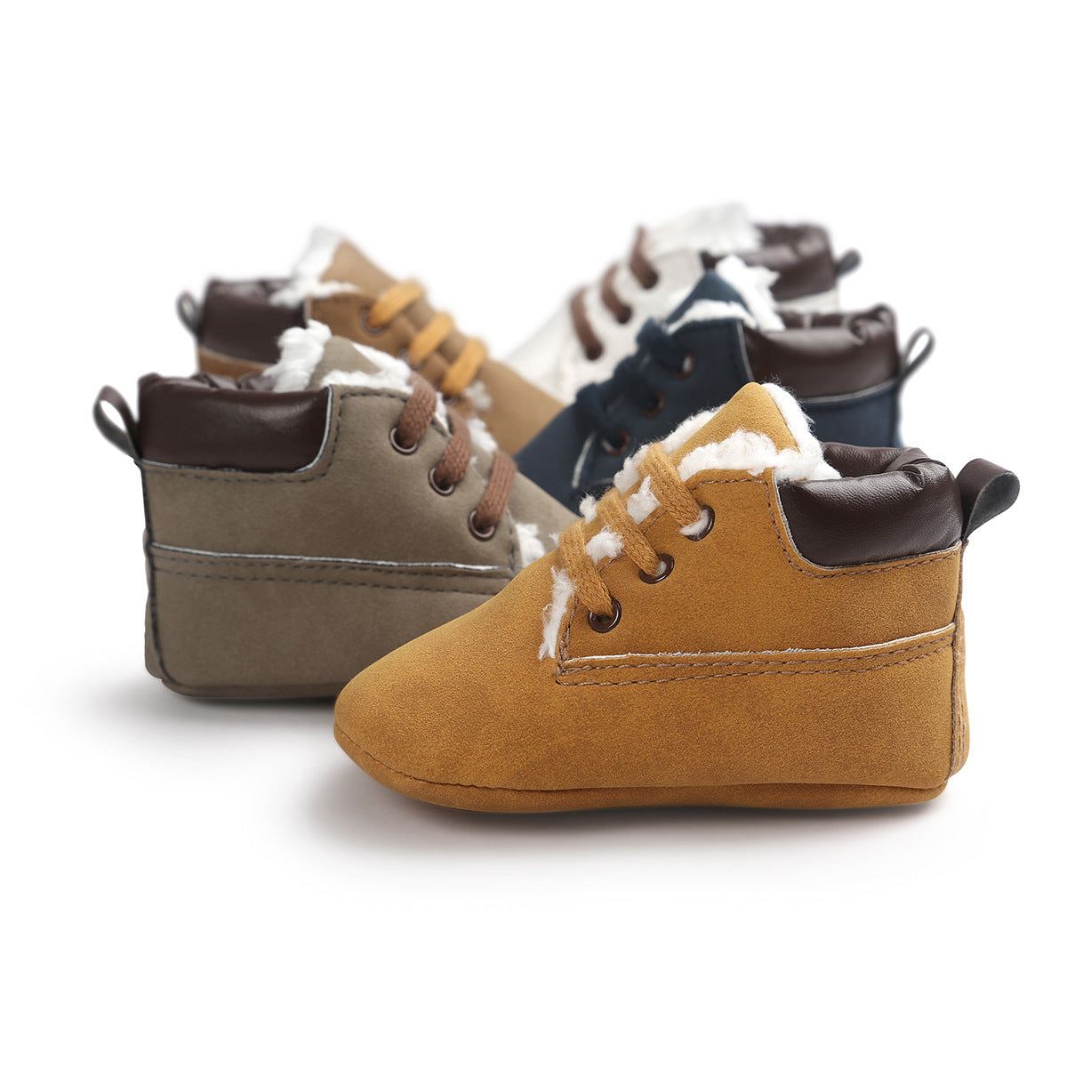 Winter Baby Boys Shoes Suede Leather Sneaker Toddler Baby Shoes Anti-Slip Soft Soled Lace Winter Suede Leather Boots