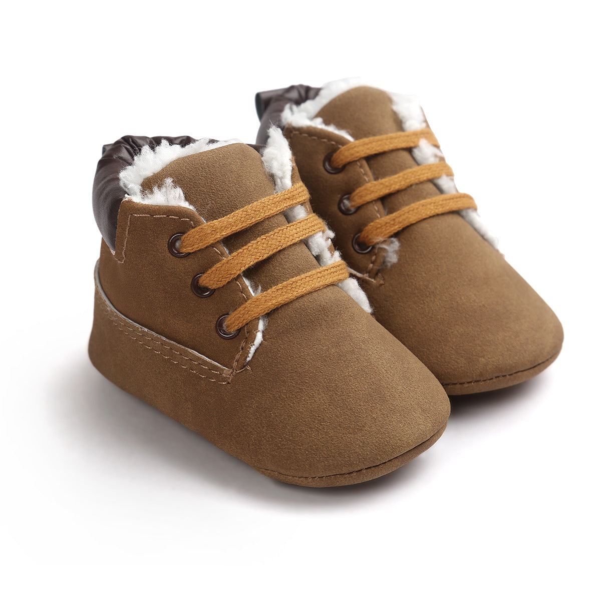 Winter Baby Boys Shoes Suede Leather Sneaker Toddler Baby Shoes Anti-Slip Soft Soled Lace Winter Suede Leather Boots