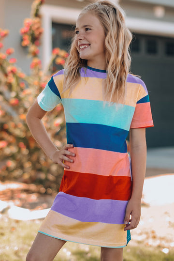 Girls Color Block Side Slit Mini Dress Color Block Side Slit Mini Dress