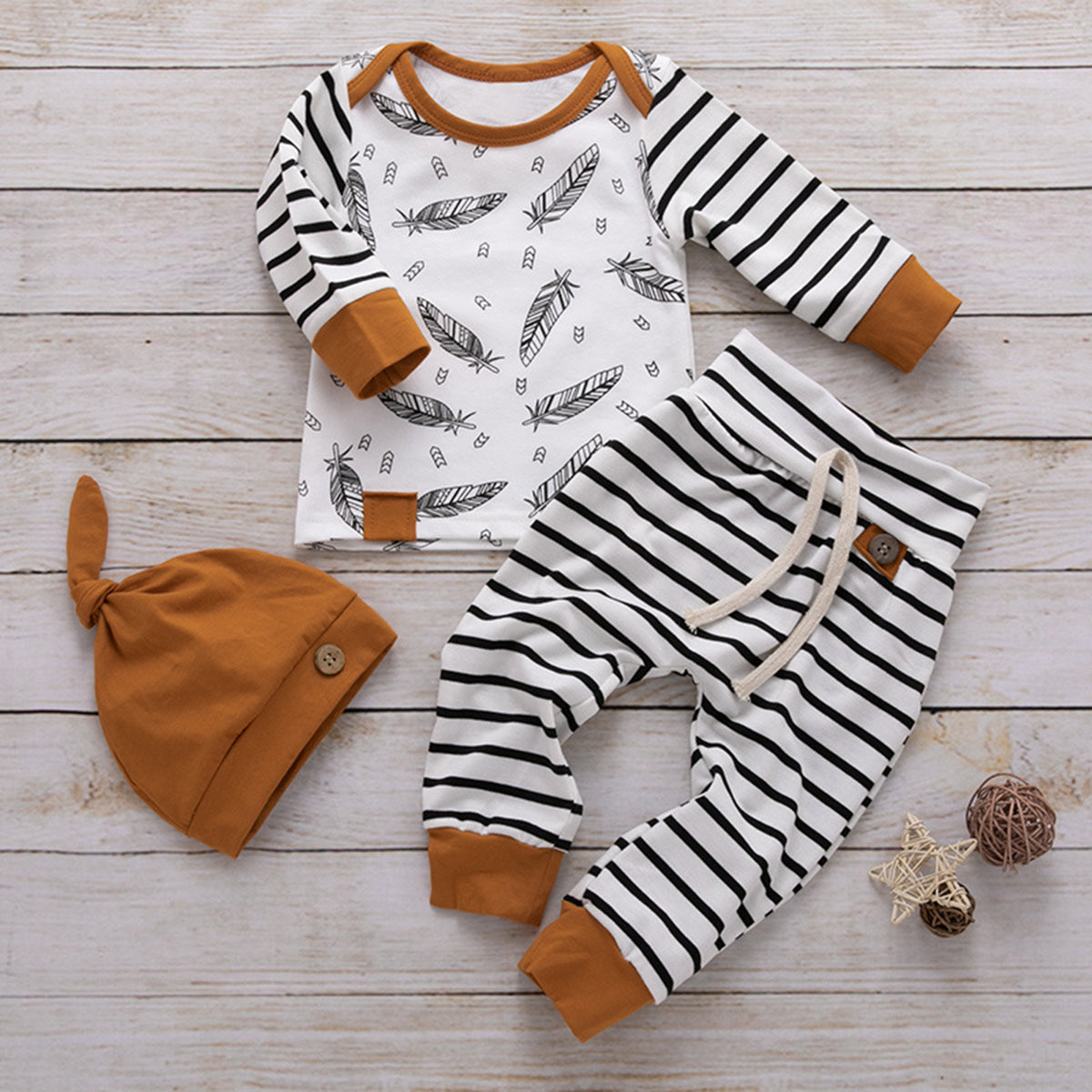 Striped Printed Long Sleeve Top Striped Long Sleeve Top & Tied Pants Set