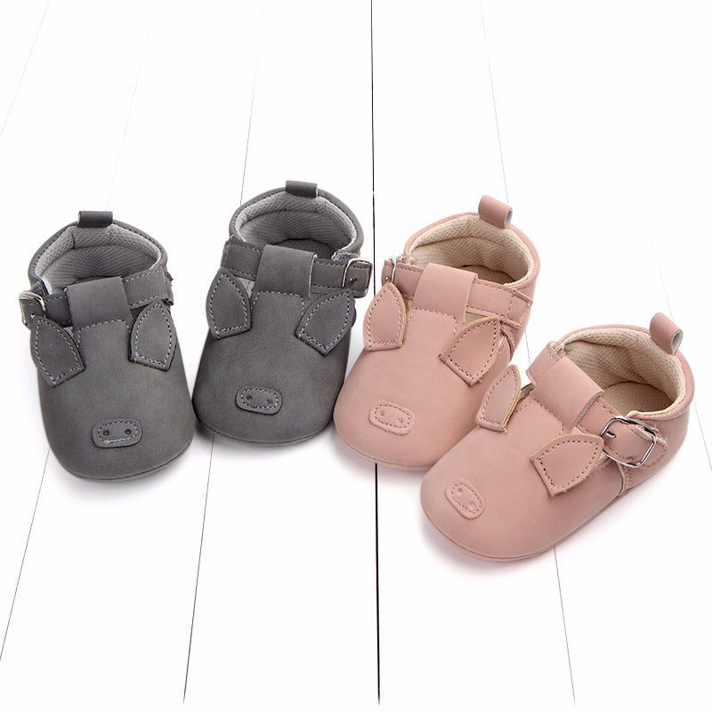 autumn cartoon animal baby shoes matte leather Animal Leather Shoes