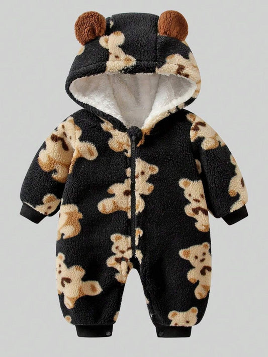 Long Sleeve Hooded Jumpsuit Bear Zip Up Long Sleeve Hooded Jumpsuit