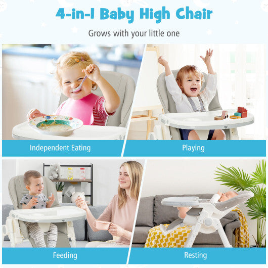 Folding High Chair Folding High Chair with Wheels - Gray