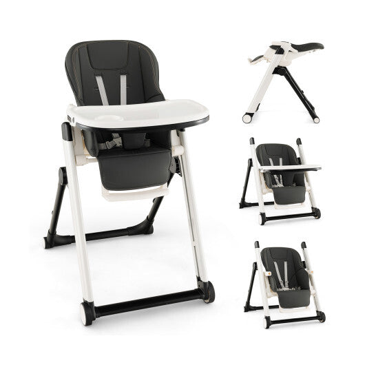 Foldable Feeding Sleep Playing High Chair Foldable High Chair - Dark Gray