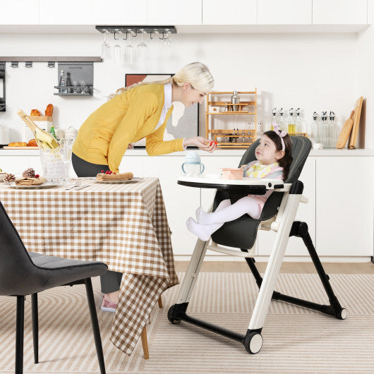 Foldable Feeding Sleep Playing High Chair Foldable High Chair - Dark Gray