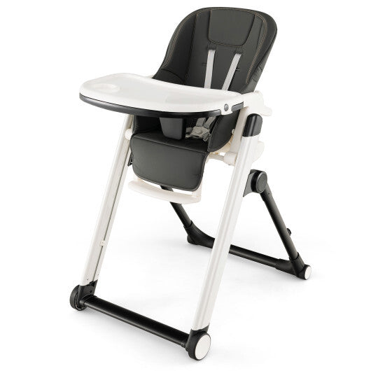 Foldable Feeding Sleep Playing High Chair Foldable High Chair - Dark Gray