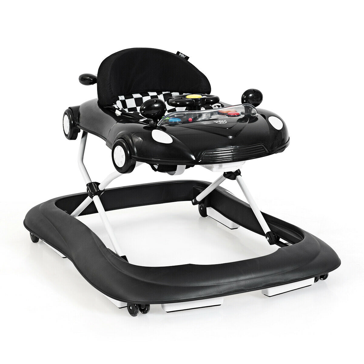 -1 Foldable Baby Walker 2-in-1 Foldable Baby Walker with Music Player and Lights-Black - Color