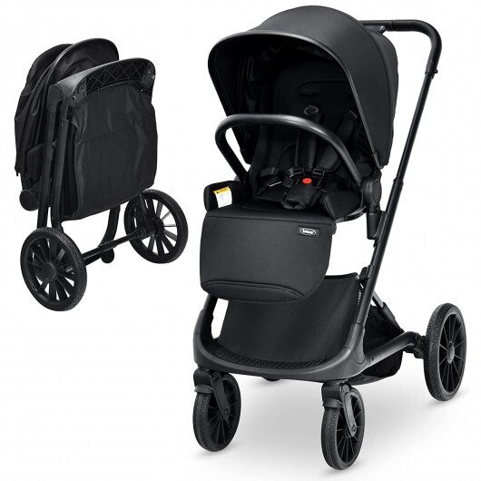 -1 Convertible Baby Stroller Convertible Stroller with Storage - Black