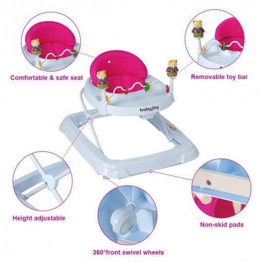 Adjustable Height Removable Folding Portable Baby Walker-Pink - Color Adjustable Height Folding Baby Walker-Pink