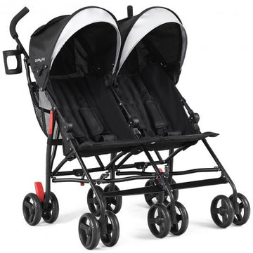 Foldable Twin Baby Double Stroller Ultralight Umbrella Kids Stroller-Black - Color Twin Stroller - Black