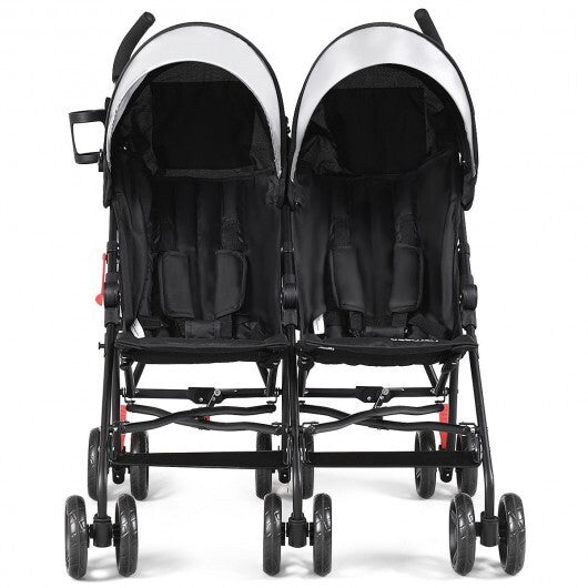 Foldable Twin Baby Double Stroller Ultralight Umbrella Kids Stroller-Black - Color Twin Stroller - Black