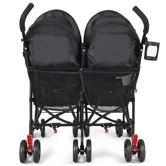 Foldable Twin Baby Double Stroller Ultralight Umbrella Kids Stroller-Black - Color Twin Stroller - Black