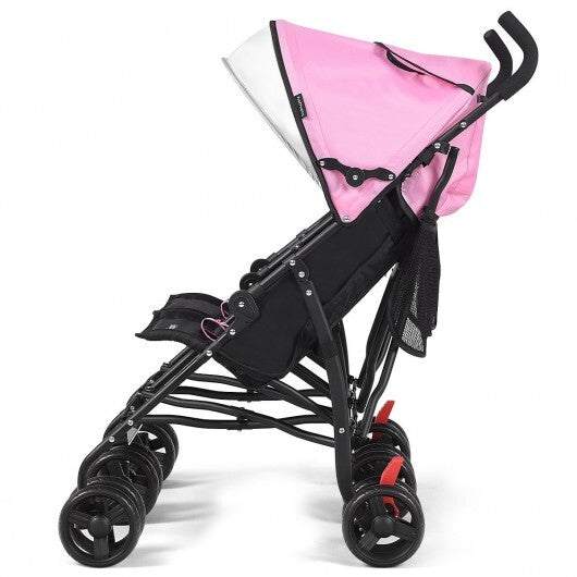 Foldable Twin Baby Double Stroller Ultralight Umbrella Kids Stroller-Pink - Color Twin Stroller - Pink