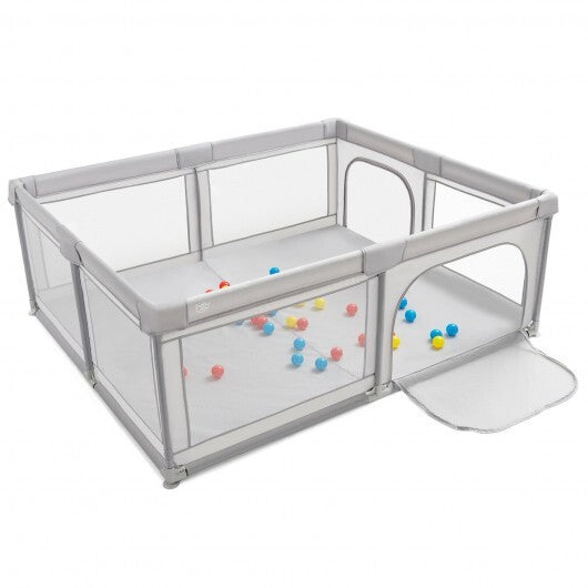 Large Baby Playpen Safety Kids Activity Center Playpen with Ocean Balls - Gray