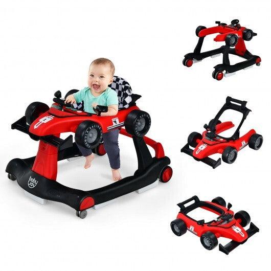 -1 Foldable Activity Push Walker Adjustable Height Folding Baby Walker - Red