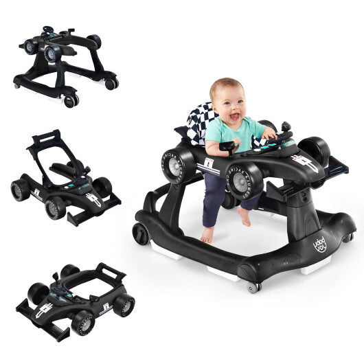 -1 Foldable Activity Push Walker Adjustable Height Folding Baby Walker - Black