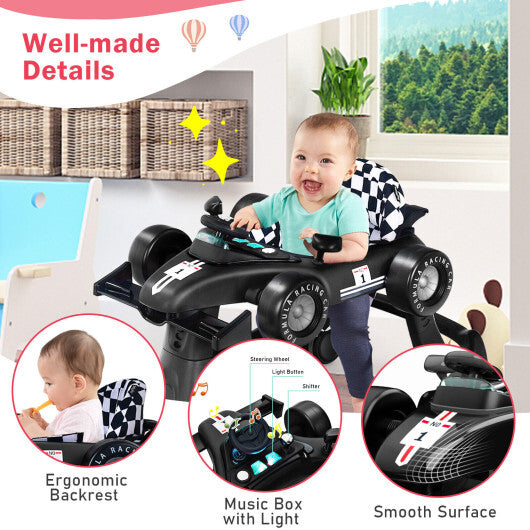 -1 Foldable Activity Push Walker Adjustable Height Folding Baby Walker - Black