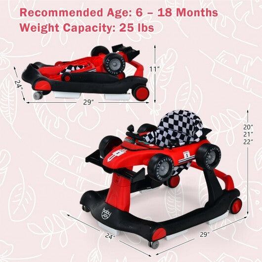 -1 Foldable Activity Push Walker Adjustable Height Folding Baby Walker - Red