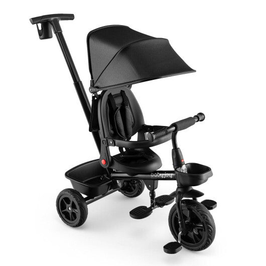 -1 Reversible Toddler Tricycle Reversible Tricycle with Adjustable Handle - Black