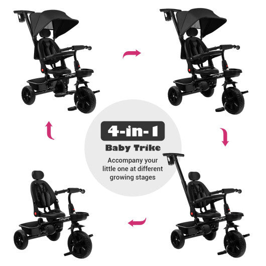 -1 Reversible Toddler Tricycle Reversible Tricycle with Adjustable Handle - Black