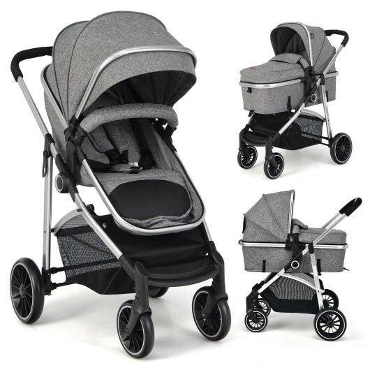 -1 Convertible Baby Stroller Convertible Stroller with Reversible Seat - Gray