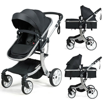 Folding Aluminum Infant Reversible Stroller Reversible Stroller - Black