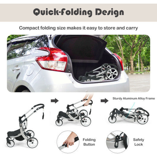 Folding Aluminum Infant Reversible Stroller Reversible Stroller - Black