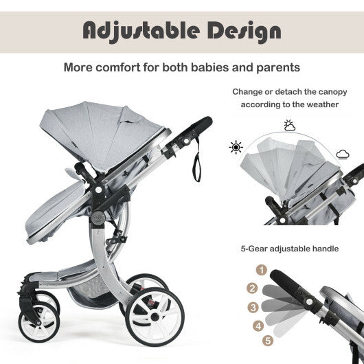 Folding Aluminum Infant Reversible Stroller Reversible Stroller - Gray