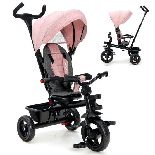 -1 Baby Tricycle Toddler Trike Convertible Tricycle with Seat - Pink