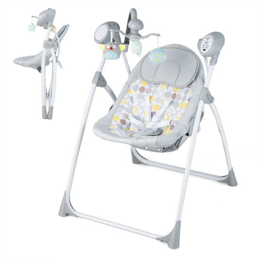 Electric Foldable Baby Rocking Chair Electric Foldable Rocking Chair-Gray