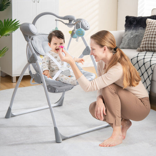 Electric Foldable Baby Rocking Chair Electric Foldable Rocking Chair-Gray