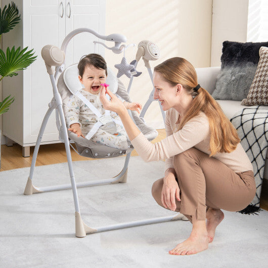 Electric Foldable Baby Rocking Chair Electric Foldable Rocking Chair-Beige