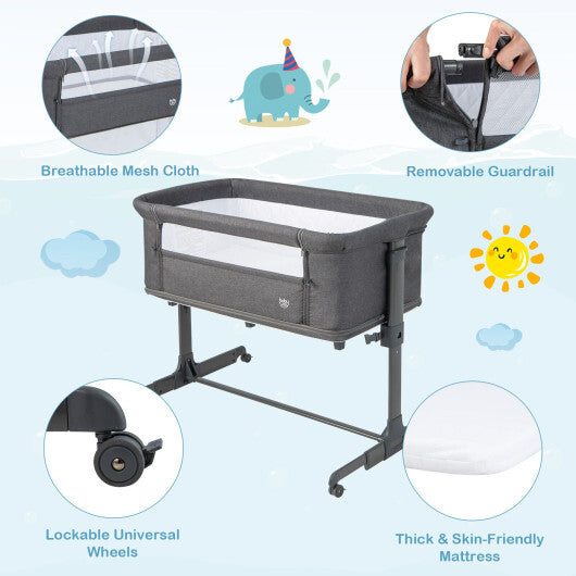 -1 Foldable Baby Bedside Sleeper Foldable Baby Bedside Sleeper - Gray