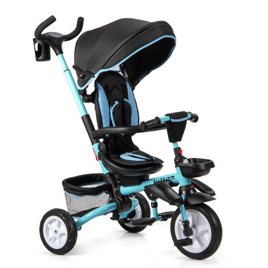 -1 Detachable Kids Baby Stroller Tricycle Detachable Tricycle with Canopy - Blue