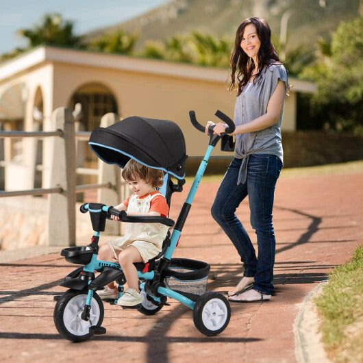 -1 Detachable Kids Baby Stroller Tricycle Detachable Tricycle with Canopy - Blue