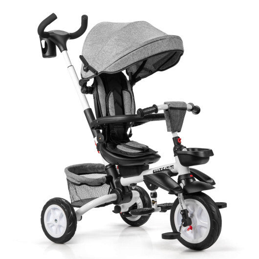 -1 Detachable Kids Baby Stroller Tricycle Detachable Tricycle with Canopy - Gray