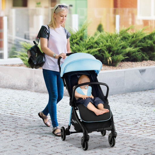 -Hand Folding Portable Lightweight Baby Stroller Portable Lightweight Stroller - Blue