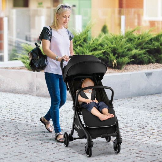 -Hand Folding Portable Lightweight Baby Stroller Portable Lightweight Stroller - Black