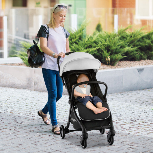 -Hand Folding Portable Lightweight Baby Stroller Portable Lightweight Stroller - Gray