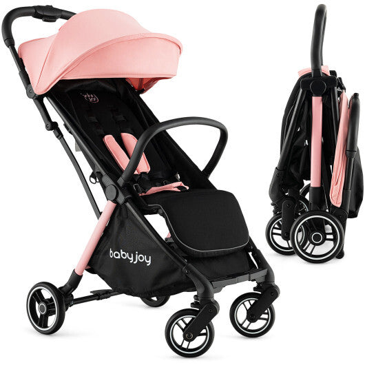 -Hand Folding Portable Lightweight Baby Stroller Portable Lightweight Stroller - Pink